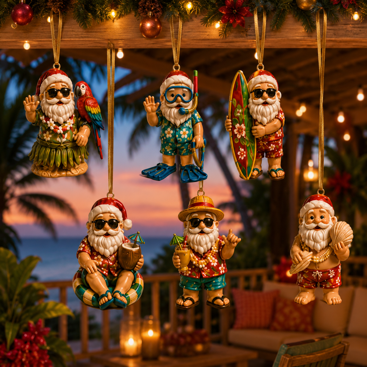 Beach Vacation Santa Christmas Advent Calendar