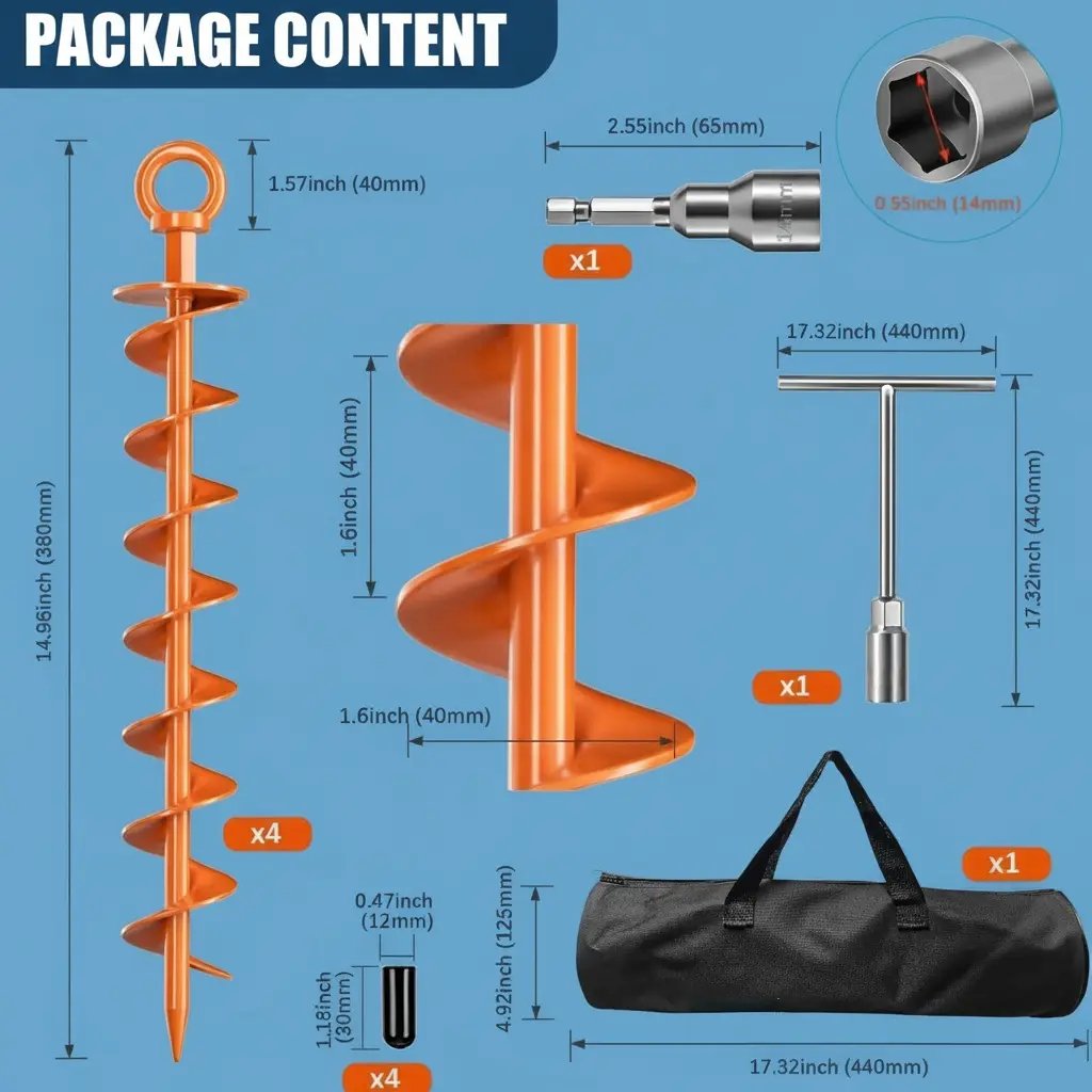 Heavy Duty Spiral Ground Anchor Kit (FREE SHIPPING)