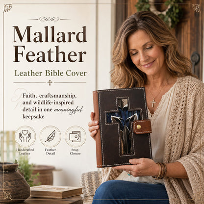Mallard Feather Leather Bible Cover
