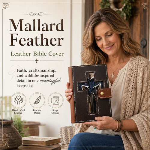 Mallard Feather Leather Bible Cover
