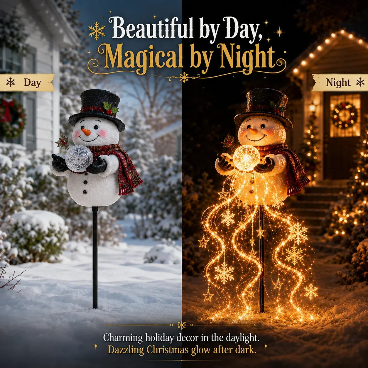 Christmas Magic Fountain Garden Light | Animated Solar Yard Stake Decor (33.5*7INCH)