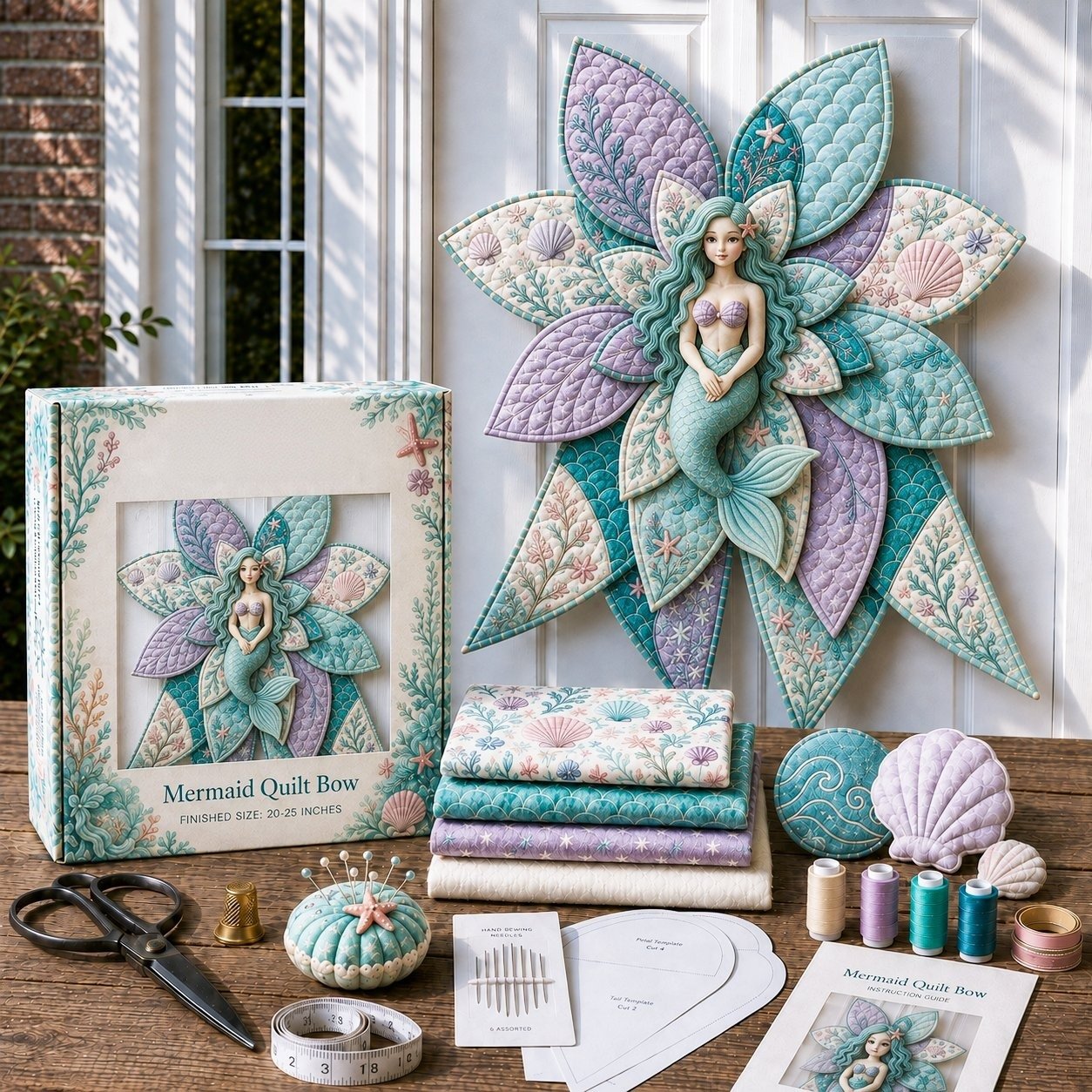 ⏳ Last Day 49% OFF – 🎀 Beginner-Friendly Oversized Quilted Bow Sewing Kit | Coordinated Printed Fabrics, Batting, Pre-Designed Templates & Complete Supplies for a Full 23–25 in 3D Statement Bow ✨