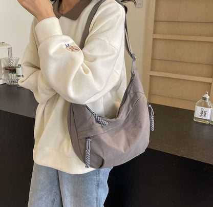 🏆5k sold this week!🔥Designer Direct Sales👜Women's Fashion Plain Color Nylon Crossbody Hobo Bag