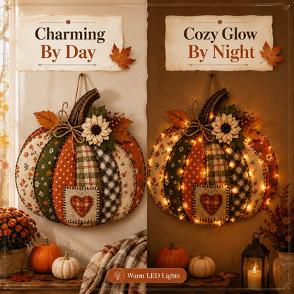 🎃 3D Light Up Pumpkin Hanging Decoration – Rustic Farmhouse Fall Door & Wall Decor