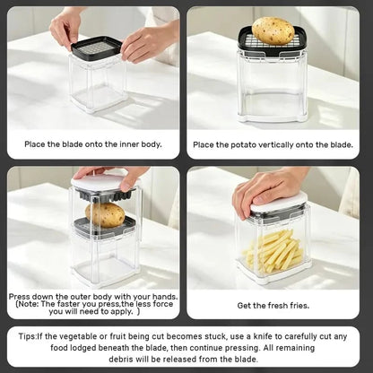 🏆20K+ SOLD 🔥2026 Hot Sale - Fingersafe French Fry Cutter – Stainless Steel Potato Slicer with Detachable Interchangeable Blades