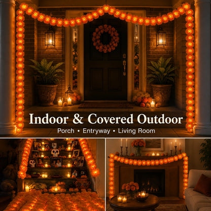 🕯️LED Marigold Cempasúchil Garland for Día de Muertos