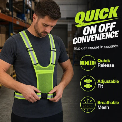 High-Visibility Reflective Vest – Adjustable Running & Work Gear