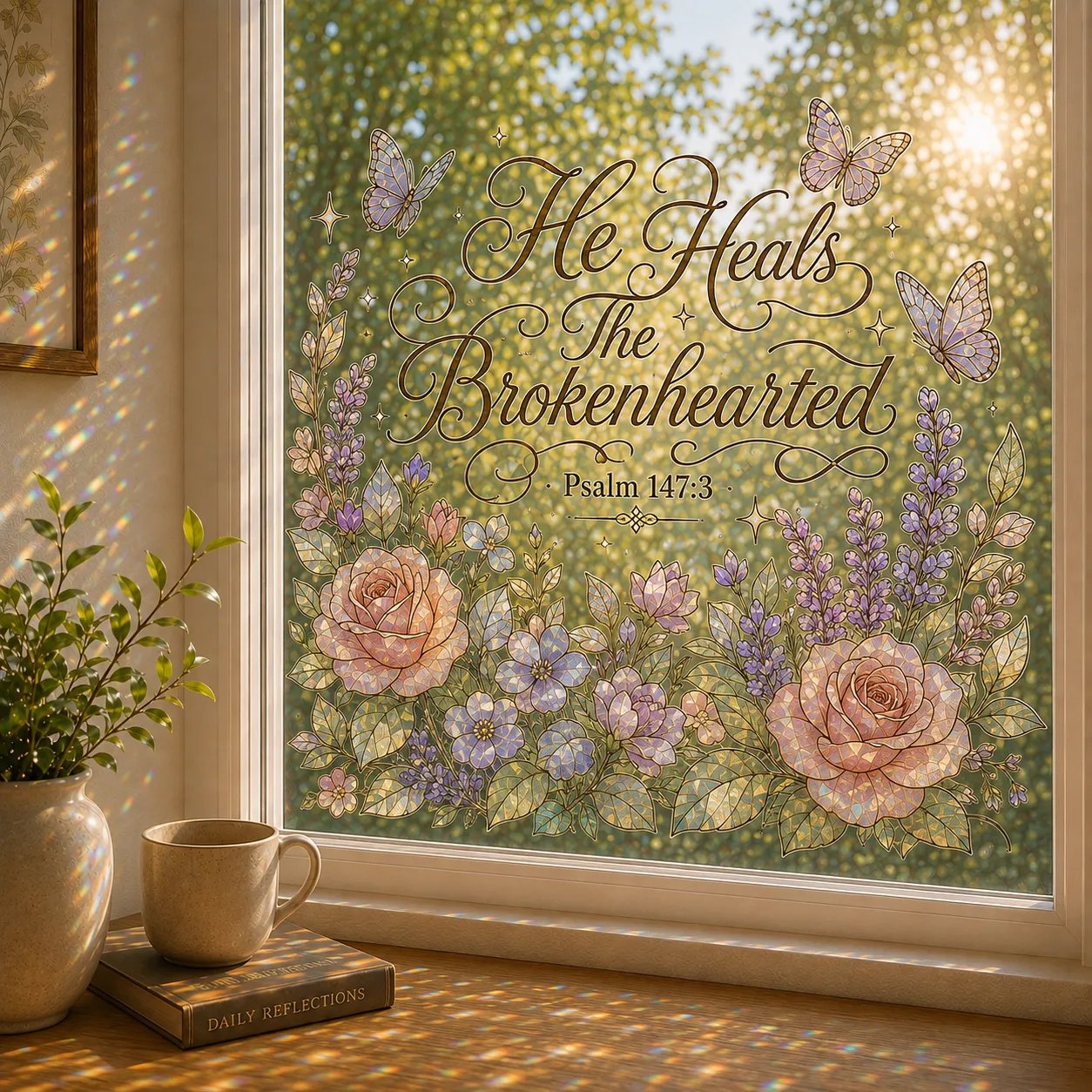 ✝️ Scripture Window Sticker | 28×22in Faith-Inspired Window Art With Peaceful Bible Scenes For Home Decor, Prayer Corners & Christian Gifts 🌄