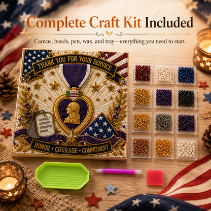 🇺🇸 Last Day Promo: 49% OFF - 💜💎Purple Heart Day Commemorative Pearl Art Kit - Create a Meaningful Tribute to Courage and Service