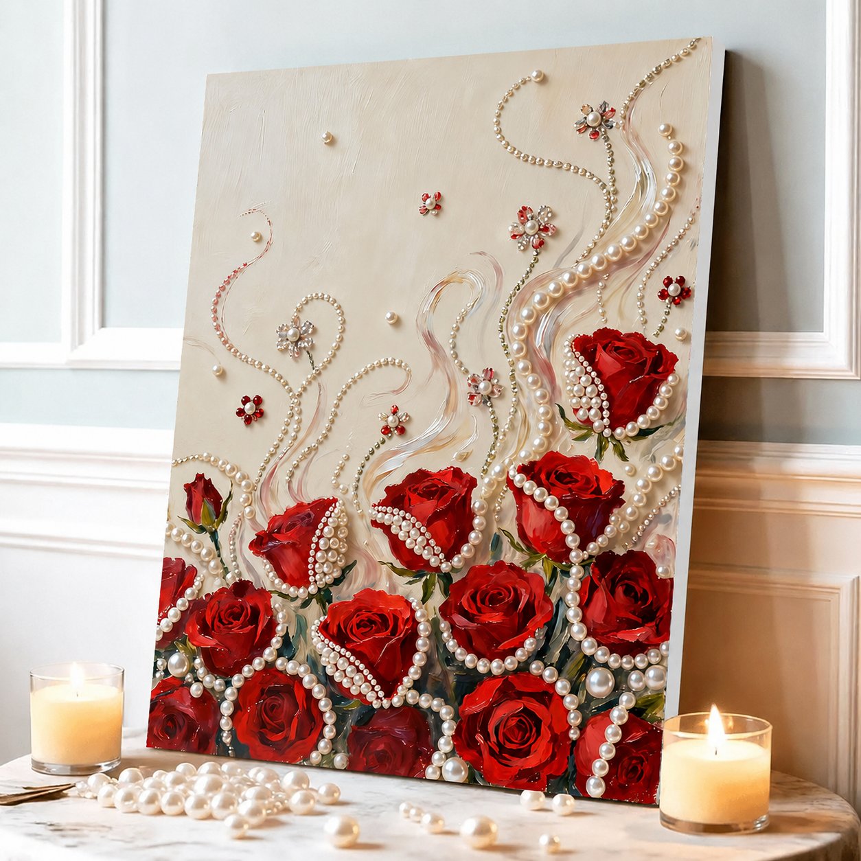 ✨ LAST DAY 49% OFF – Premium Pearl Self-Adhesive Canvas Art Kit | Pre-Printed Oil Canvas with Acrylic Pearl Pieces DIY Elegant 40×50cm Wall Decor 🖼️💎