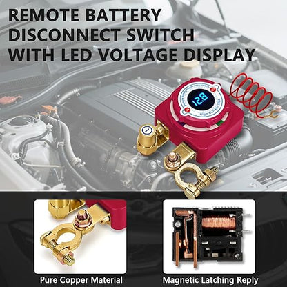 🔥HOT SALE 49% OFF🚗12V/24V Remote Battery Disconnect Switch – 240A Heavy-Duty Kill Switch with LED Voltage Display for Car, Truck & RV✨