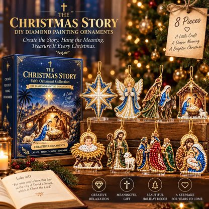 ✝️ Beginner-Friendly DIY Nativity Diamond Art Ornament Kit – Make the Christmas Story (8 Pieces)