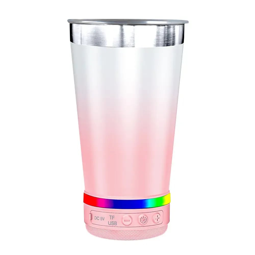 🔊 Stainless Steel Insulated Mug with Bluetooth Speaker – Rechargeable LED Light Cup for Music, Drinks & Outdoor Enjoyment