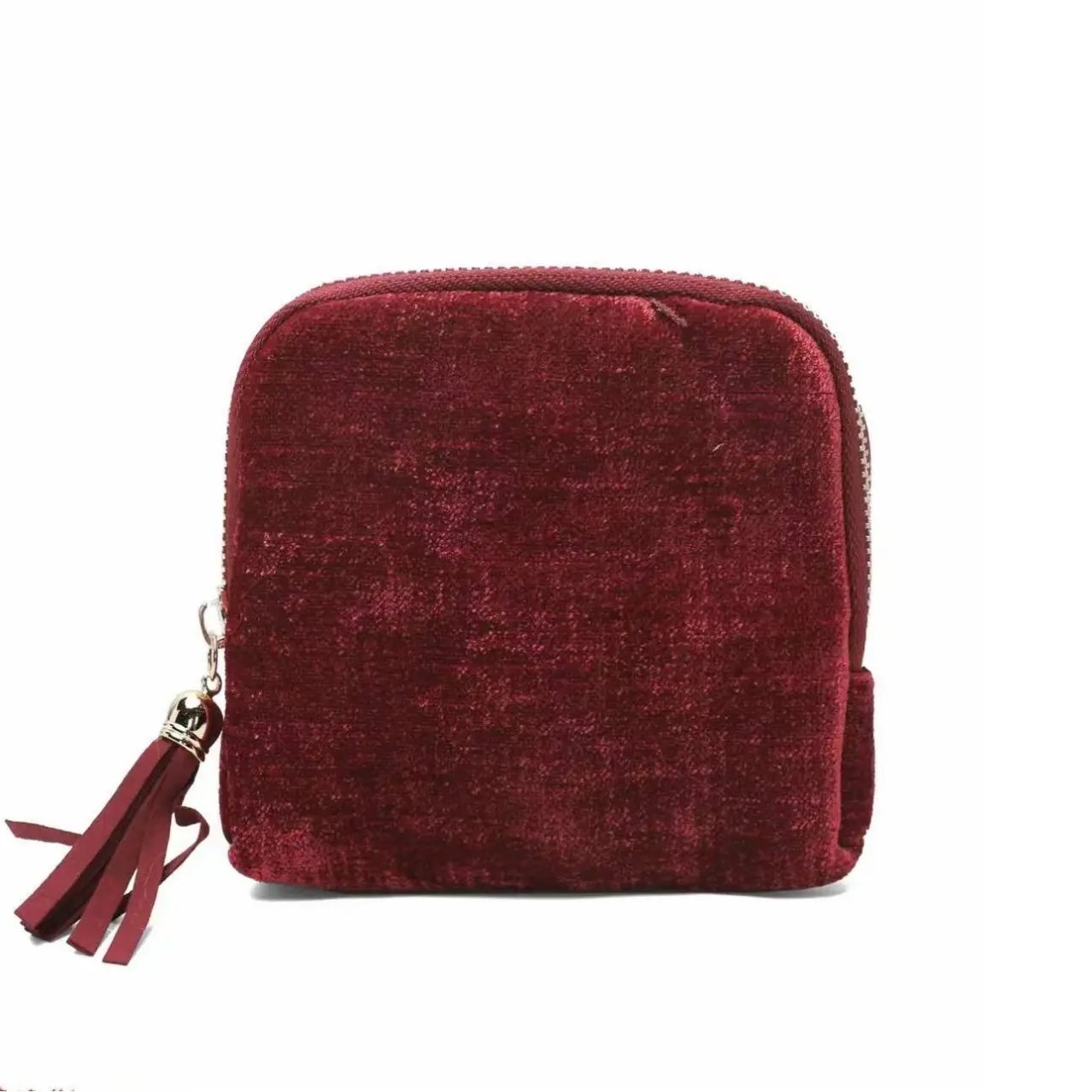2 PCS jewelry zippered pocket case Travel Jewelry Bag Portable Organizer with 5 Compartments Velvet Satin Lining Tassel Zipper