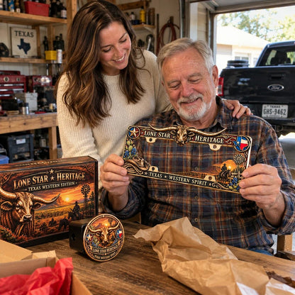 🐂 Texas Longhorn 3D Metal License Plate Frame & Hitch Cover Set – Vintage Western Cowboy Truck Decor & Gift