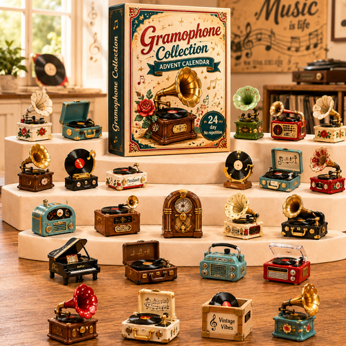 Gramophone Collection Advent Calendar 2027 – 24 Vintage Record Player & Music Miniatures, Retro Collectible Gift for Music Lovers