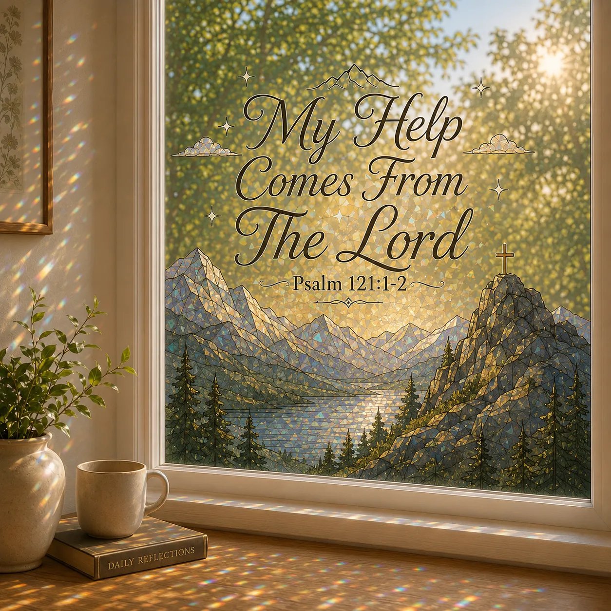 ✝️ Scripture Window Sticker | 28×22in Faith-Inspired Window Art With Peaceful Bible Scenes For Home Decor, Prayer Corners & Christian Gifts 🌄
