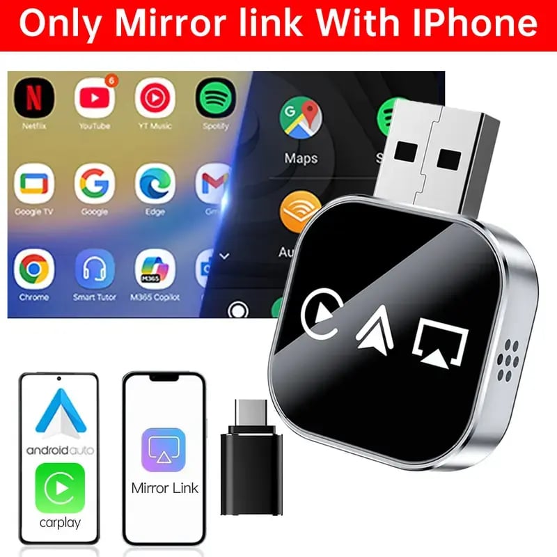 Android 2026 Upgrade 3 in 1 Screen Mirror  Phone, wired to wireless Carplay adapter