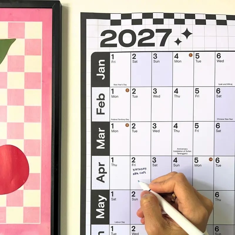 📅✨ 2027 Extra-Large Full Year Wall Planner – 90 × 60 cm | 140gsm Thick Matte Paper | 12-Month Year-at-a-Glance Calendar🏃