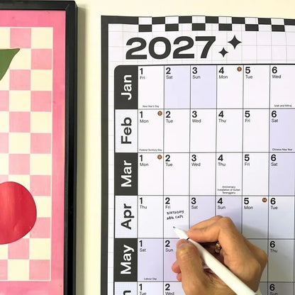 📅✨ 2027 Extra-Large Full Year Wall Planner – 90 × 60 cm | 140gsm Thick Matte Paper | 12-Month Year-at-a-Glance Calendar🏃