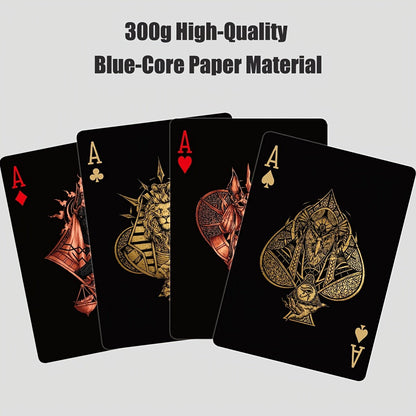 Black‑Gold Egyptian Themed Playing Cards – 300g Blue-Core Deck