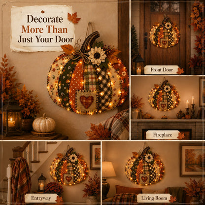 🎃 3D Light Up Pumpkin Hanging Decoration – Rustic Farmhouse Fall Door & Wall Decor