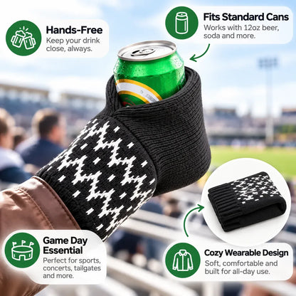 🍻 Hands-Free Game Day Drink Holder | Soft Knit Wearable Can Holder for Tailgates, BBQs & Parties 🏈