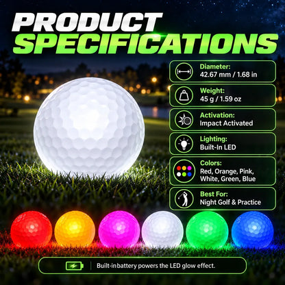 ⛳ Impact-Activated LED Golf Ball – 6 Glow Colors