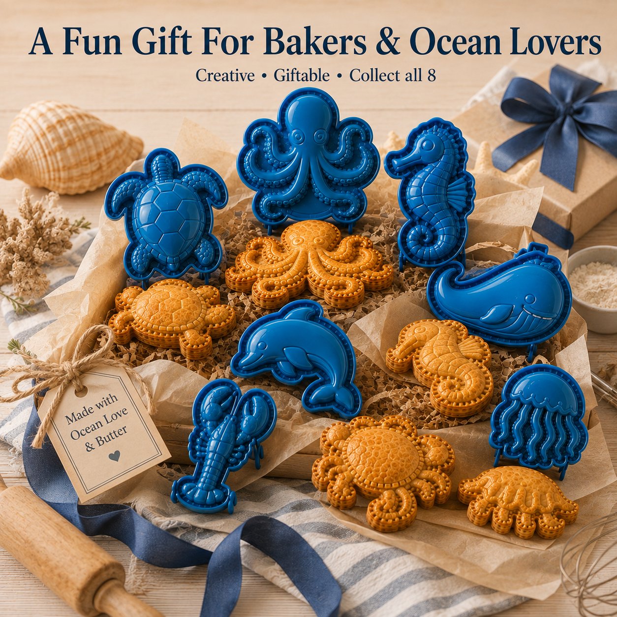 ⏳ Last Day 49% OFF – 🌊 8-Design Ocean Filled Pie Press Collection | Reusable Hinged Molds for Cutting, Filling, Shaping & Sealing Marine-Themed Hand Pies 🥧✨