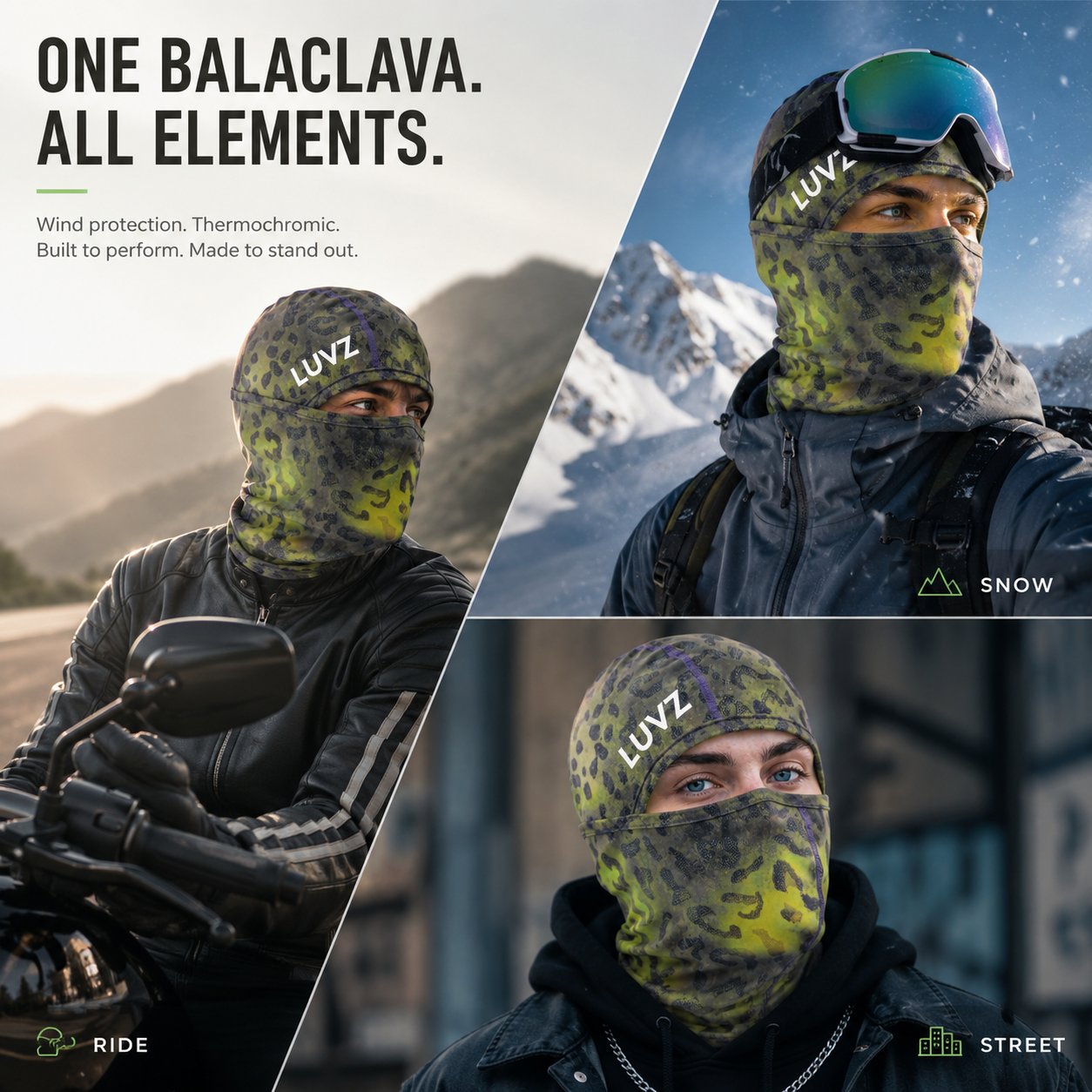 VOID V2 Reversible Thermal Balaclava Thermochromic Color Shift Face Mask for Outdoor Sports & Avant-Garde Street Style