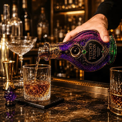 🔮 Witch-Inspired Mystical Crescent Moon Liquor Bottle