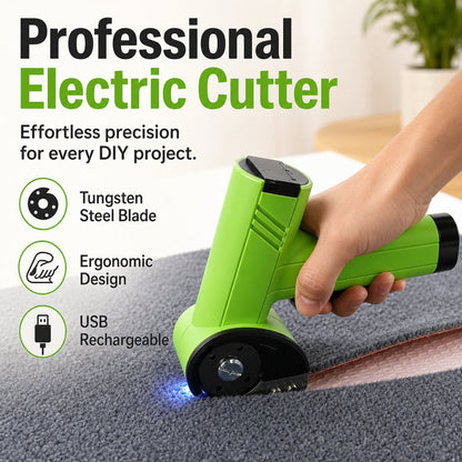 Professional Cordless Electric Fabric Scissors, Heavy Duty Handheld Cutter for Multi-Material DIY Crafting