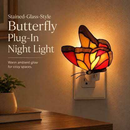 🦋 Limited-Time 50% OFF – Stained-Glass-Style Butterfly Plug-In Night Light