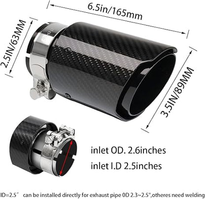 Carbon Fiber Car Exhaust Tip, Gloss Finish Slant Cut Muffler Tip