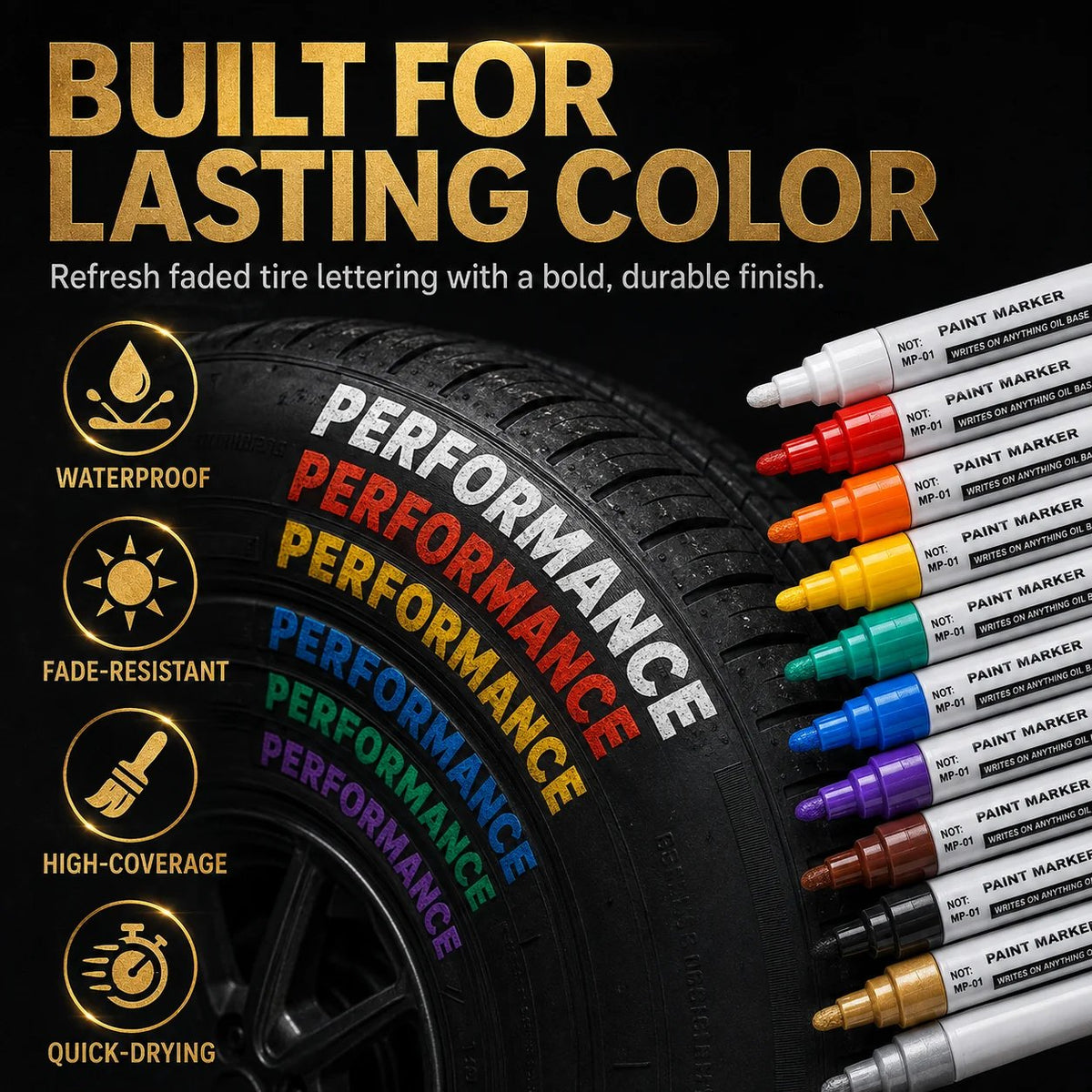 🎨 Tire Lettering & Craft Paint Markers – 12 Color Choices