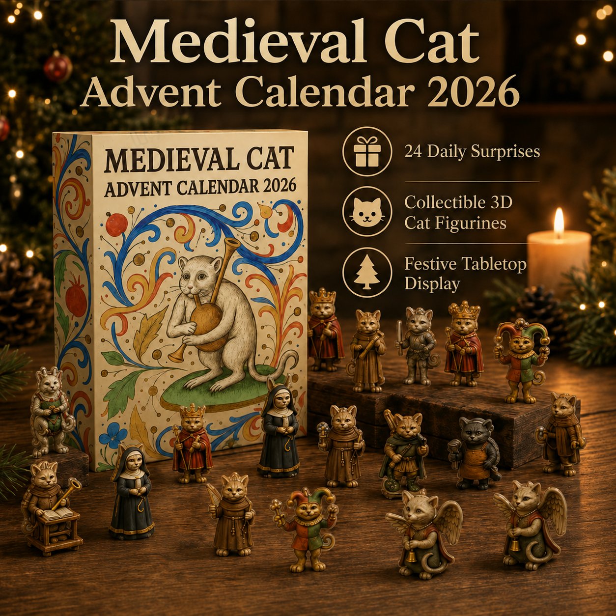 🐱 Medieval Cat Advent Calendar 2026 – 24 Historic Cat Charms