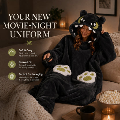 Cozy Dragon Hooded Onesie — Unisex Fantasy Pajamas & Costume ✨