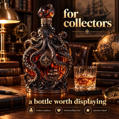 🐙 Dark Abyss Kraken Decanter | Sculpted Nautical Collector Bottle