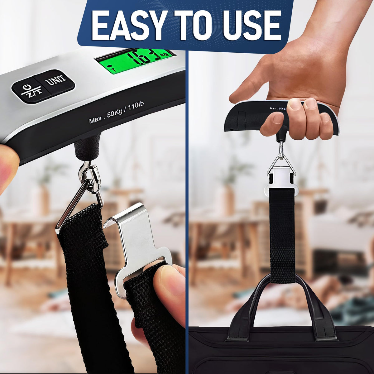 🧳 Portable Digital Luggage Scale | 110 lb Capacity