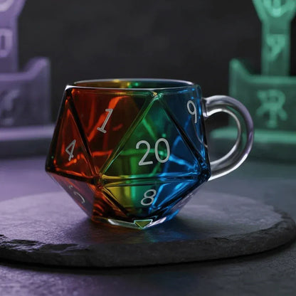 🐉🎲20-Sided Polyhedral Glass Cup | Heavy-Duty Tavern Vessel | Critical Hit Quality 🍻