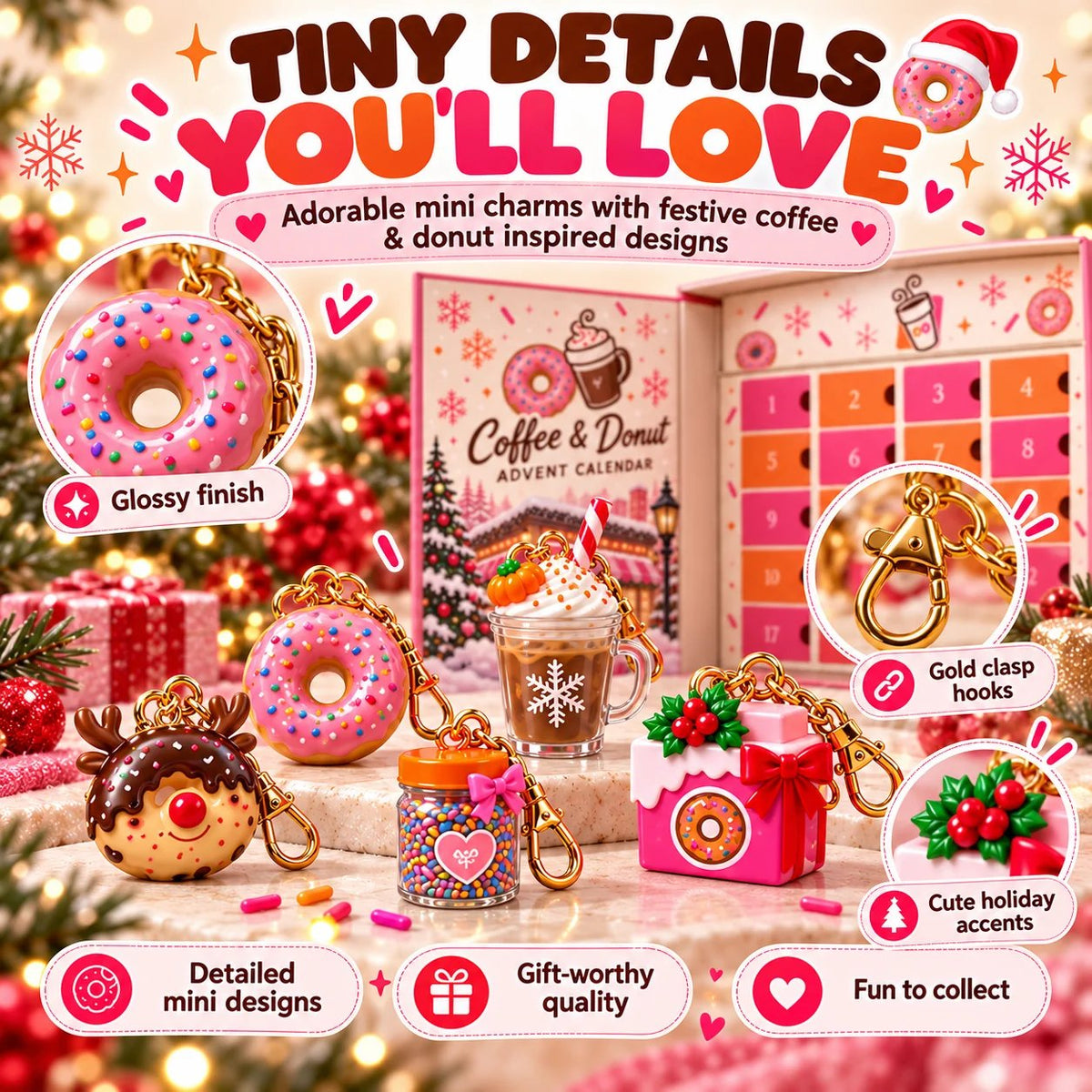 🎄 24-Day Christmas Keychain Advent Calendar – Daily Mini Charm Surprises For Holiday Countdown