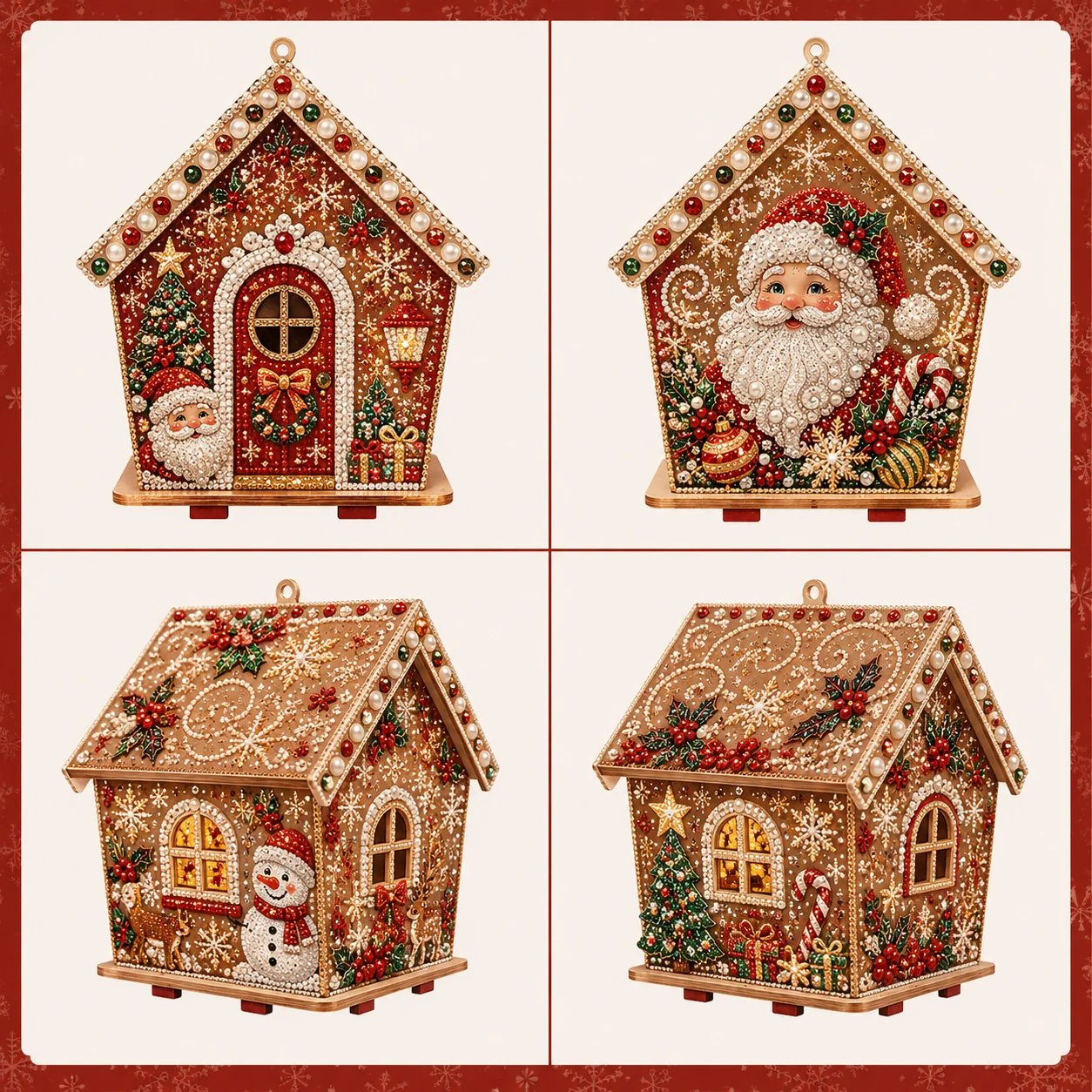 🔥 LAST DAY 49% OFF – 🎄Christmas Pearl Cottage Art Kit | Pre-Cut Wooden Panels, Sparkling Rhinestones, Pearl Beads & Complete Tools for a 3D Holiday House ✨