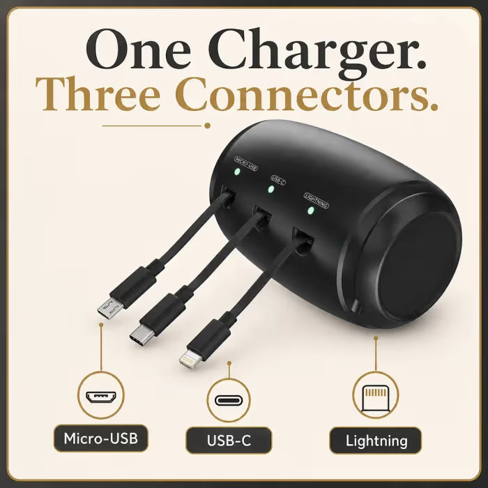 Headrest Car Charger with Retractable Cable