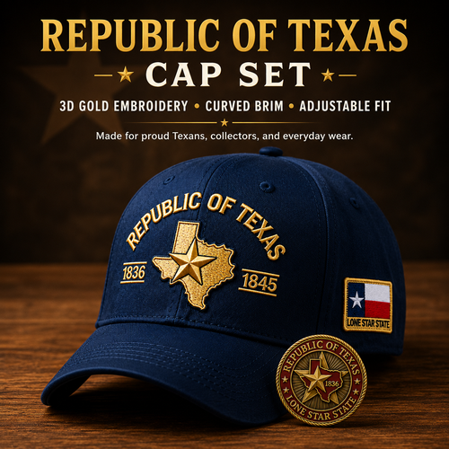Republic of Texas Embroidered Cap  🎁 Free Honor Coin With Every Cap Purchase
