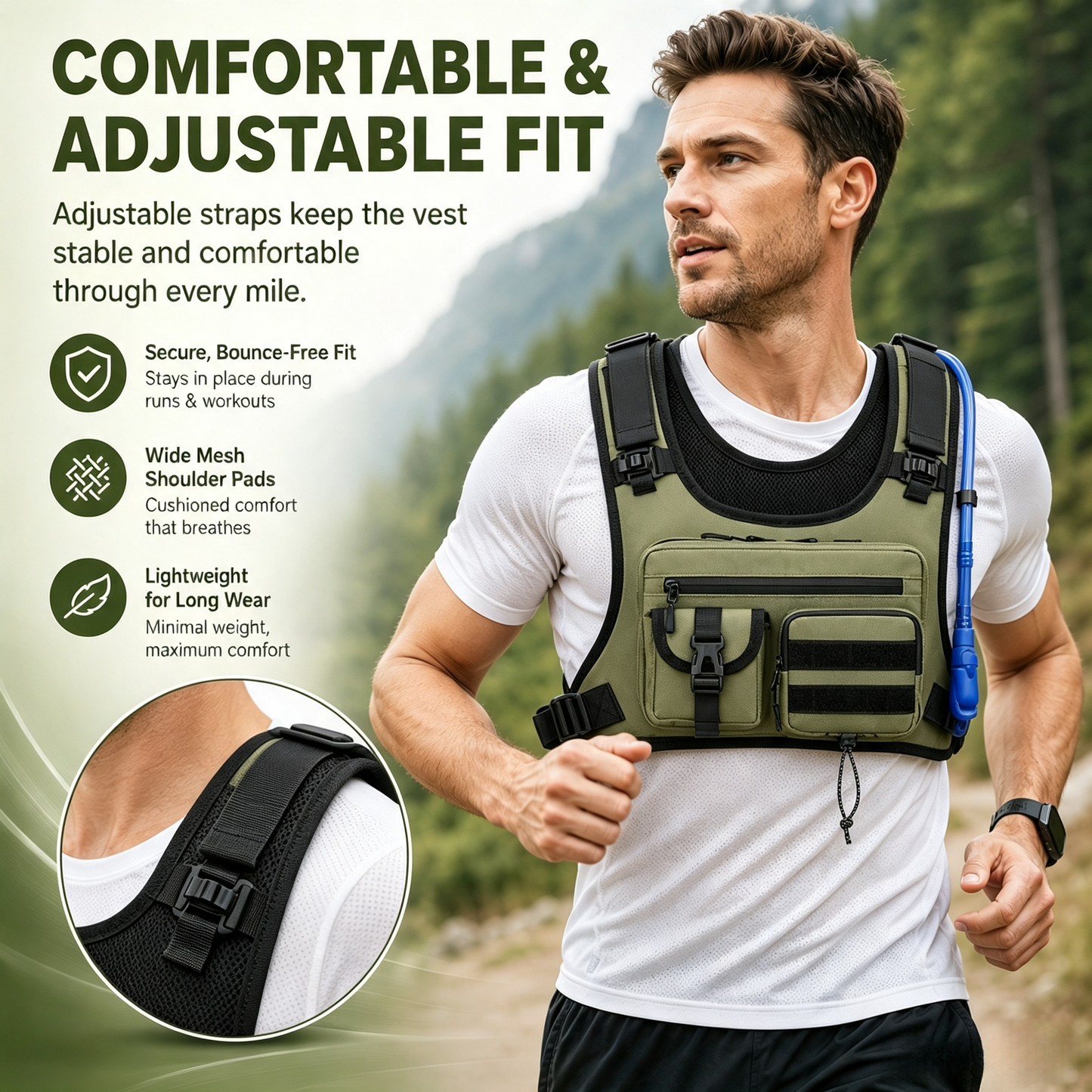 🏃 2.0L Hydration Vest – Lightweight Running Chest Pack for Hiking, Cycling & Marathon