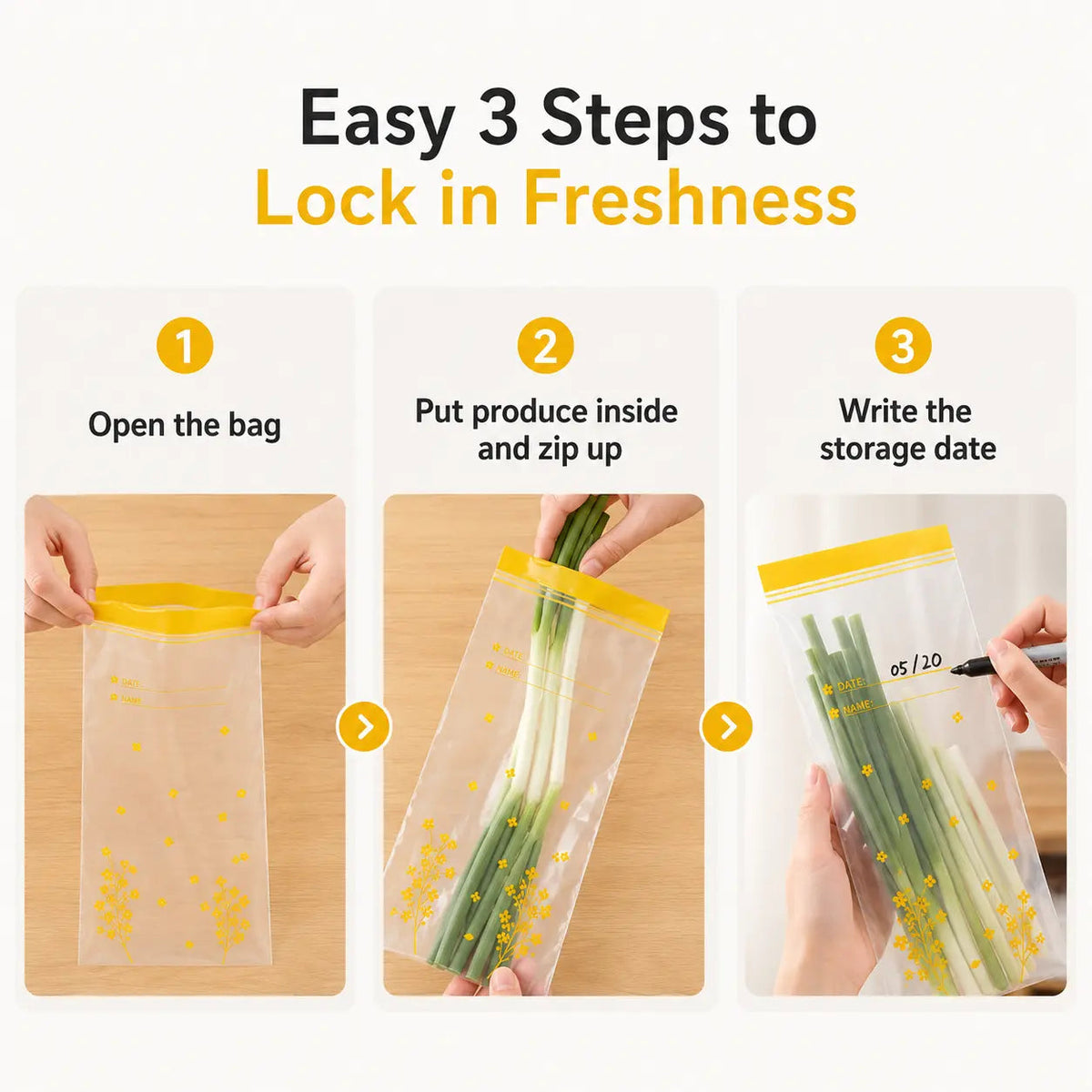 15PCS double-seal reusable produce storage pouches – product image 8