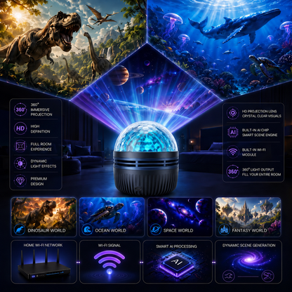 360° Smart Galaxy Projector – Ocean, Space & Ambient Room Scenes