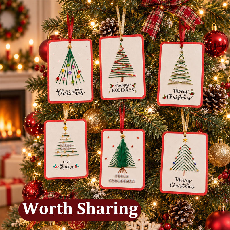 Christmas String Art Greeting Card DIY Kit – 6-Piece Stitching Set
