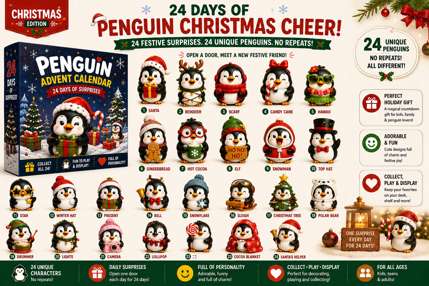 🐧 24 Days of Penguin Surprises Advent Calendar – 3 Fun Editions