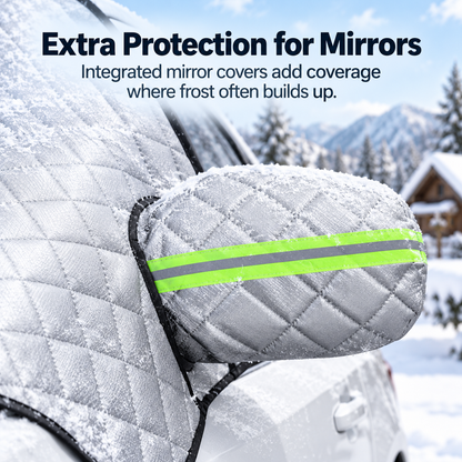 ❄️ All-Weather Quilted Windshield Snow and Ice Protector with Mirror